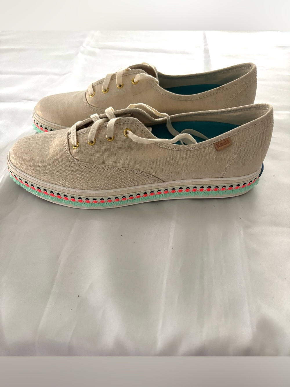 NWOT Keds iridescent Gold triple decker Hulu Foxing Tassel Trim Sneakers SZ 10 - Picture 14 of 15